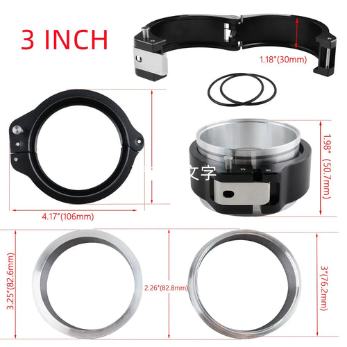 Universal 2.5/3/3.5/4 Inch Pinless HD Clamp for Intercooler Pipe Clamp and Flanges 63/76/102mm